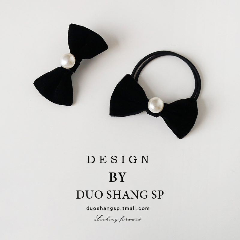 早秋丝绒发绳日韩蝴蝶结珍珠头绳