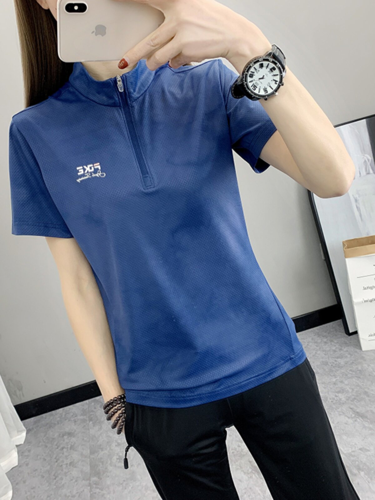 OUTDOOR FAST DRY WOMENS SUMMER TIDE MOUNTAINEERING CYCLING HIKING FAST DRY T-SHIRT RUNNING LOOSE LARGE SIZE SPORTS SHORT SLEEVE POLO SHIRT
