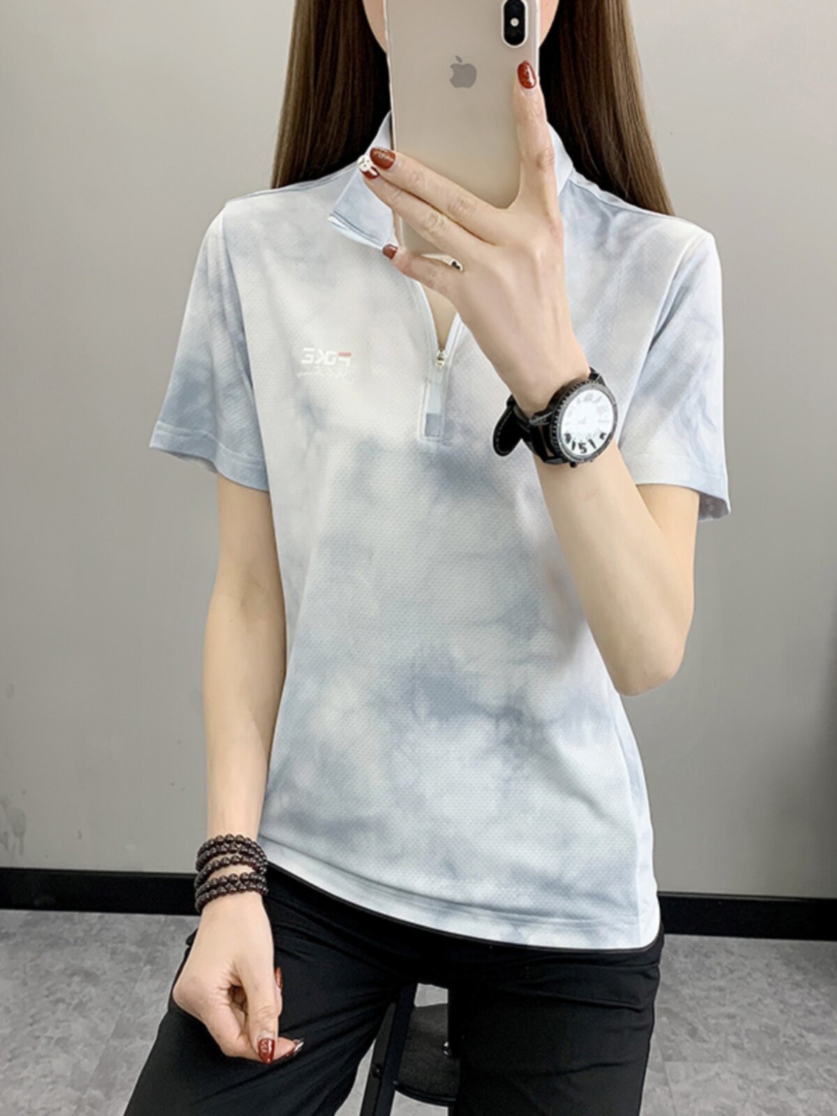 OUTDOOR FAST DRY WOMENS SUMMER TIDE MOUNTAINEERING CYCLING HIKING FAST DRY T-SHIRT RUNNING LOOSE LARGE SIZE SPORTS SHORT SLEEVE POLO SHIRT