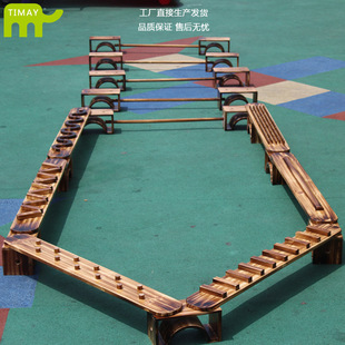 幼儿园户外大型碳化积木安吉游戏平衡木过河桥儿童感统训练器材
