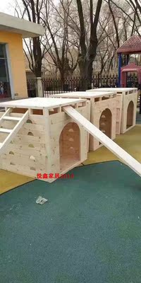 幼儿园户外木质攀爬架儿童体能训练组合感统训练器材安吉九宫格