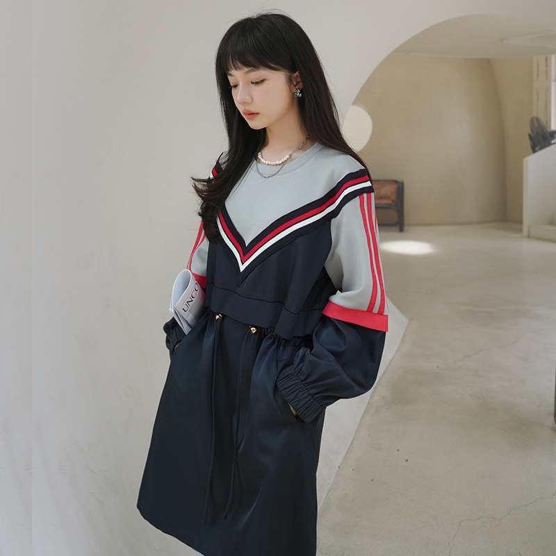 【！现货！】撞色设计感拼接休闲连衣裙P120K178,女装连衣裙,浙宝257