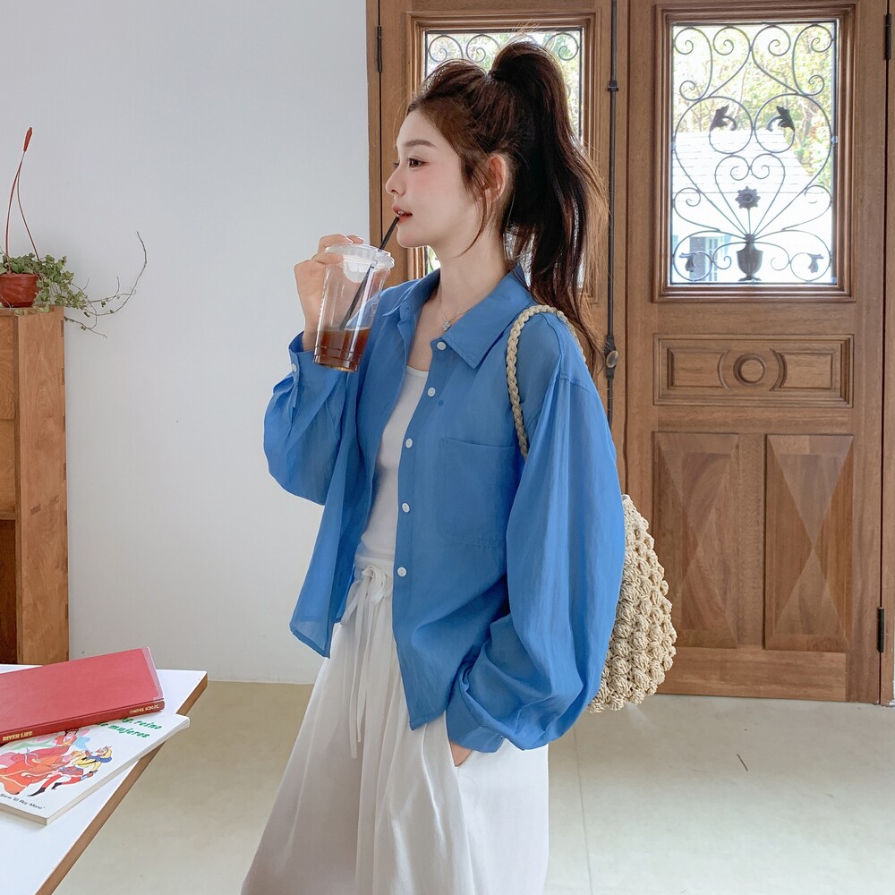 蓝色衬衫吊带阔腿裤套装女夏季2025新款三件套高级感流行超火韩系,女装套装/套裙,浙宝257