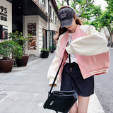 撞色拼接刺绣黑色棒球服短外套女春秋2025新款夹克上衣巨好看流行，女装短外套，浙宝257