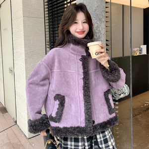 @25冬新款！紫色千金感 皮毛一体单面穿 257-58542-P205K298图片