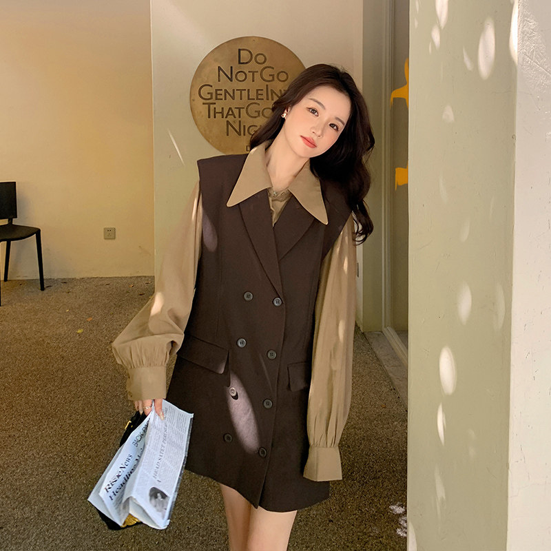 【已出货！上去就卖！】主推西装马甲连衣裙+衬衫两件套P155K218,女装套装/套裙,浙宝257