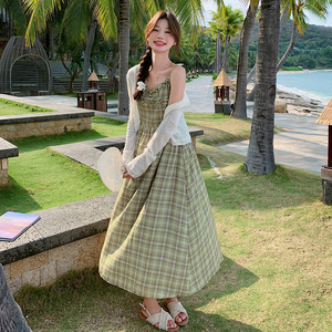 @24夏新品！小清新格纹连衣裙+小衫套装257-58367-P155K208图片