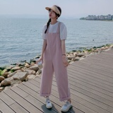 甜美粉色背带裤女2025春季新款小个子宽松显瘦休闲百搭减龄连体裤，女装休闲裤，浙宝257