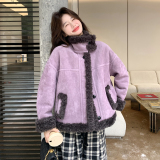 数据好现货！紫色千金感皮毛一体单面穿257-58542-P205K298，女装短外套，浙宝257