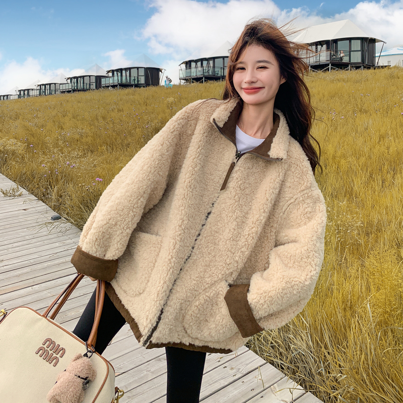 现货！两面穿羊羔毛外套257-58525-P235K348，女装短外套，浙宝257