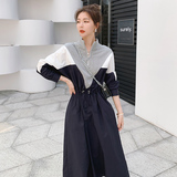 2022春款！主推长袖拼接撞色收腰运动风连衣裙P120K178，女装连衣裙，浙宝257