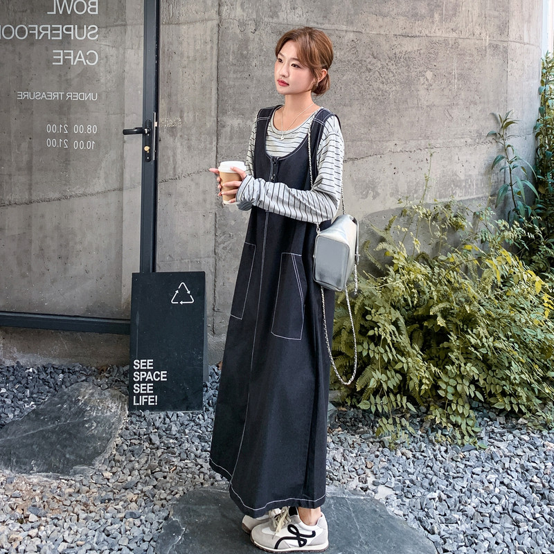 26春新款现货！休闲条纹牛仔背心连衣裙257-58527-P175K288，女装套装/套裙，浙宝257