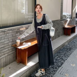 出货中新款！休闲条纹牛仔背心连衣裙 257-58527-P175K238图片