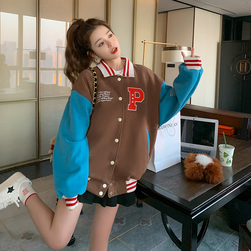 现货！学院风棒球服黑白撞色257-58245-P145-K198,女装短外套,浙宝257