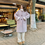 紫色现货足！红色下架！内里毛带手套257-58355-P215K298，女装毛呢外套，浙宝257