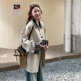 25秋新款现货！韩系拼接格纹风衣外套257-58517-P155K228，女装短外套，浙宝257