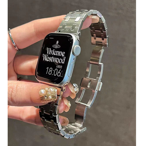 适用iwatch S10新款苹果apple S987高级AP金属蝴蝶扣时尚替换带SE