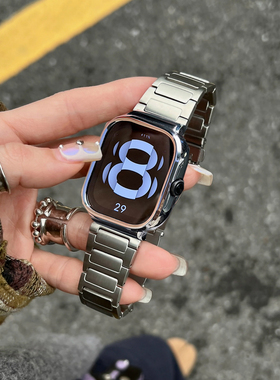 适用小米红米redmi watch6/5/4方格三株配个性金属表框高级感腕带