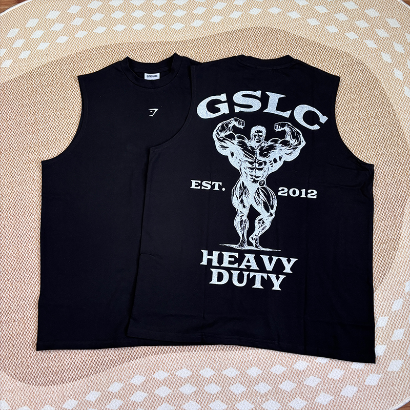 健身背心男棉质黑色圆领巨人鲨鱼shark坎肩无袖透气训练显大上衣