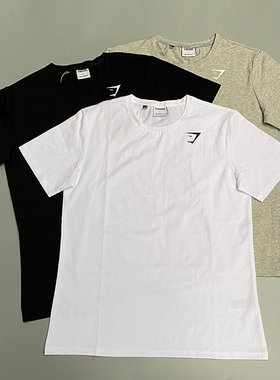 健身短袖男弹力棉透气上衣运动跑步短袖纯色T恤夏季透气圆领修身