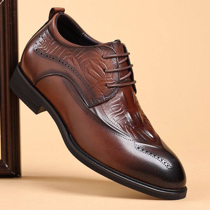 雕花内增高商务真头层牛皮布洛克男鞋皮鞋皮鞋英伦风正装通勤男士,流行男鞋,帆布鞋,淘宝优惠券,粉丝福利购,淘宝优惠卷