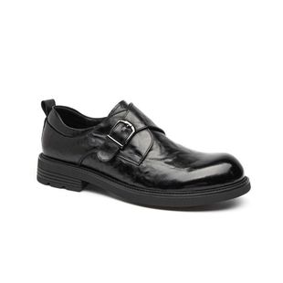 皮鞋全皮乐福鞋小跟单鞋头层牛皮深口圆头套脚方休闲男新款四季