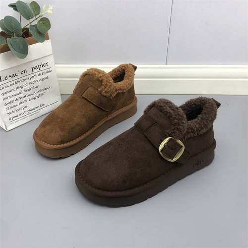 工厂断码处理秋冬季新款女鞋圆头套脚平底复古勃肯鞋加绒保暖棉鞋