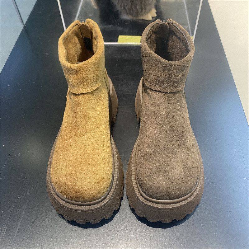 女新款2025复古女洋气发泡靴子短靴底真皮马丁靴百搭春季休闲厚底,女鞋,时装靴,淘宝优惠券,粉丝福利购,淘宝优惠卷