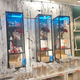 宜家代购鲁德斯塔玻璃展柜玻璃门柜精品陈列柜货架餐具柜收纳柜