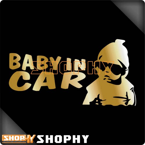 小孩在车内BABYINCAR有宝宝警示贴潮牌反光荧光汽车贴纸