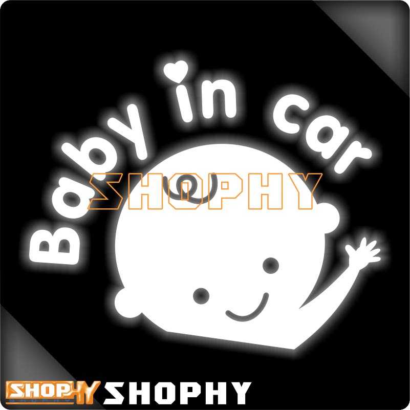 小孩在车内BABYONBOARD有宝宝后窗警示贴潮牌反光荧光汽车贴纸