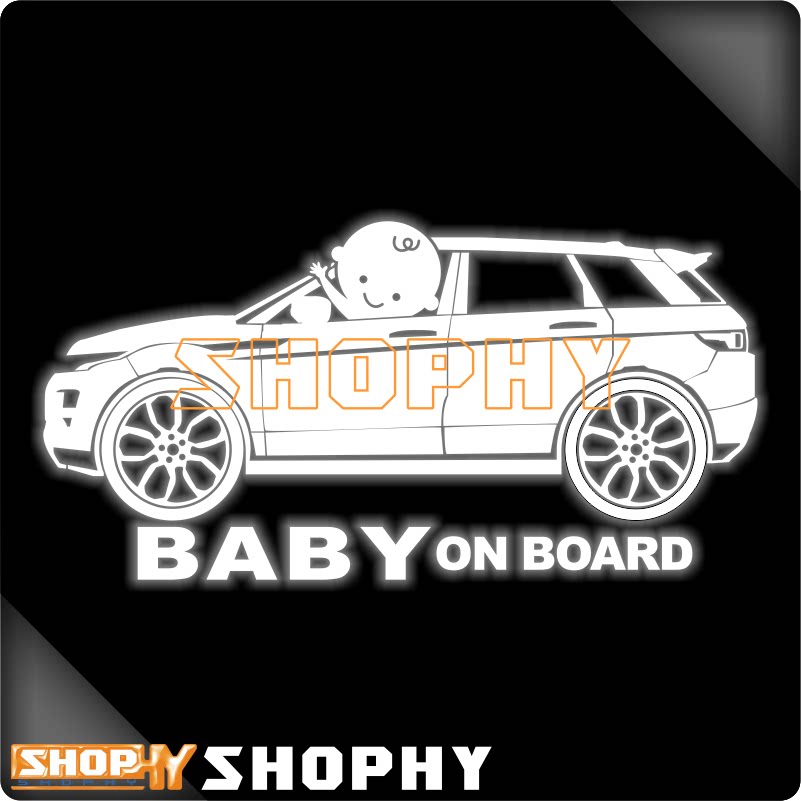 小孩在车内BABYONBOARD有宝宝警示贴潮牌金属色反光荧光汽车贴纸