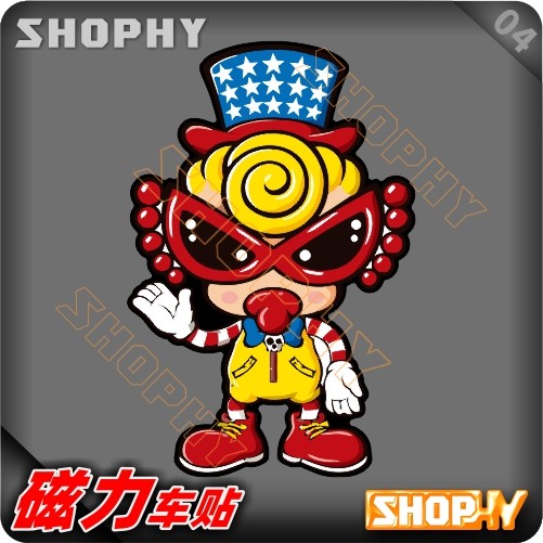 pc0049-04磁力汽车贴纸卡通可爱黑超奶嘴