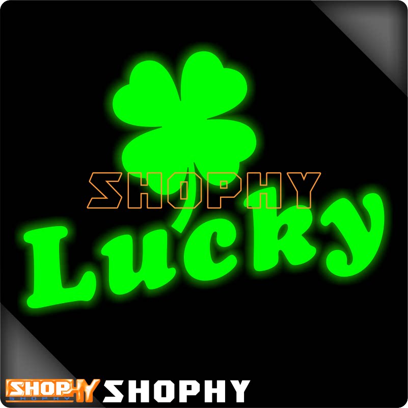 幸运四叶草Lucky个性改装七彩镭射金属色反光荧光摩托汽车贴纸