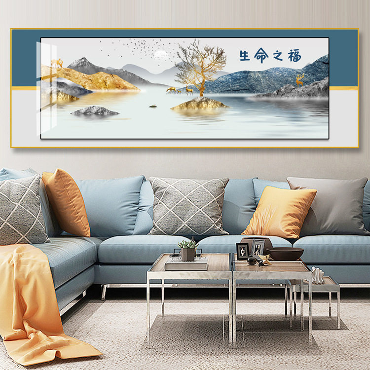 生命之福晶瓷画客厅画大幅画床头卧室画现代长画背景墙金属框画