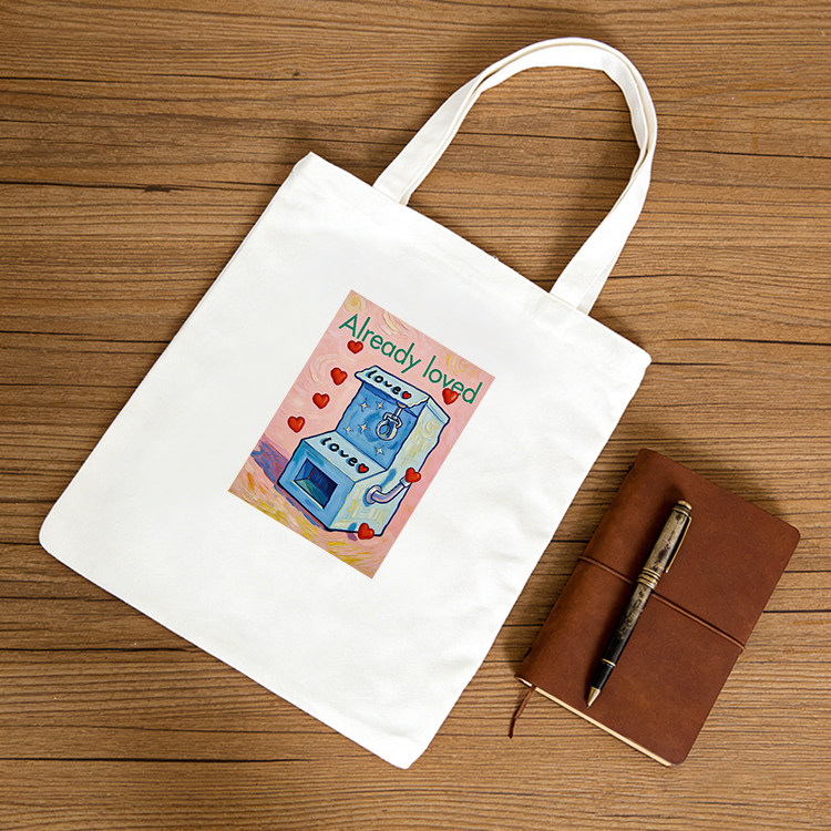 loved文创手袋帆布袋涤纶材质文艺帆布包百搭单肩包内袋创意礼物