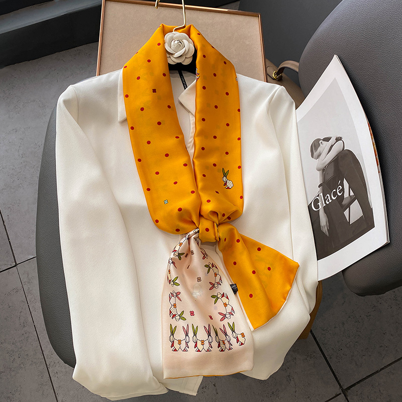 洋气双面窄细小长条发带丝巾