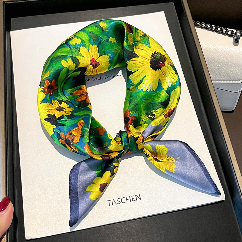 53CM小方巾100%桑蚕丝菊花丝巾