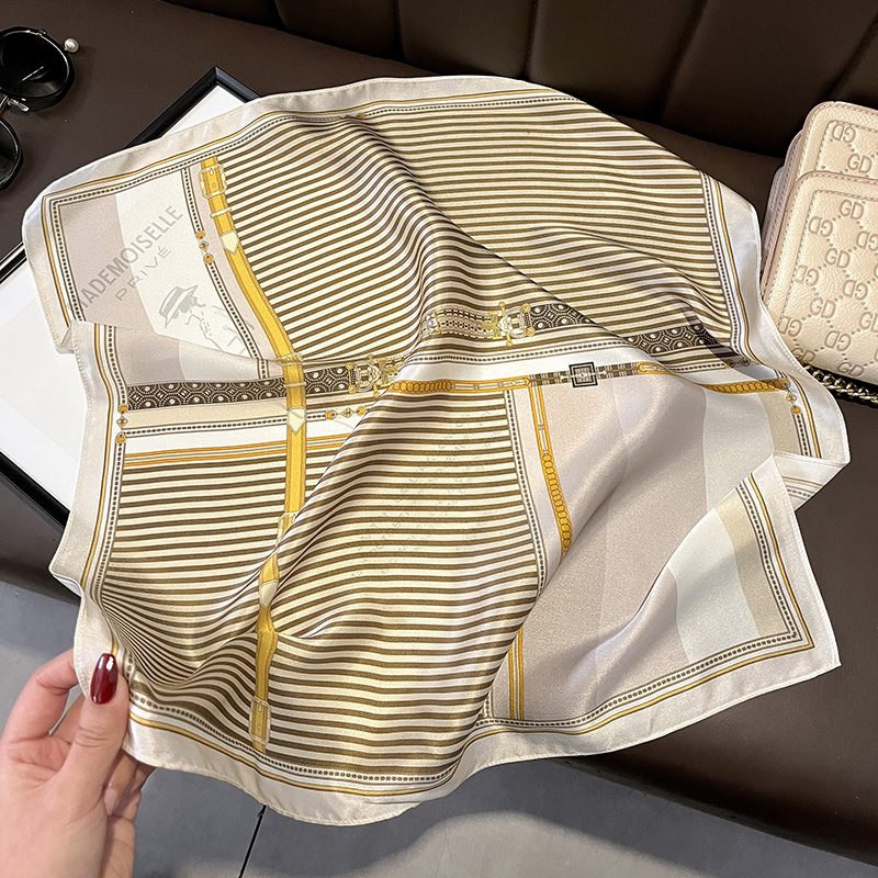 桑蚕丝条纹皮扣发带丝巾小方巾