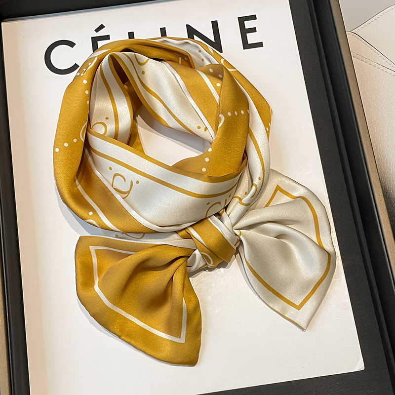 洋气双层缎面窄细小长条发带丝巾