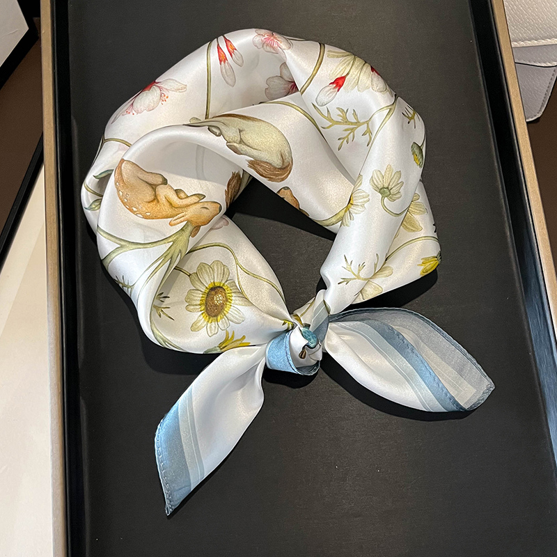 100%桑蚕丝花卉发带丝巾