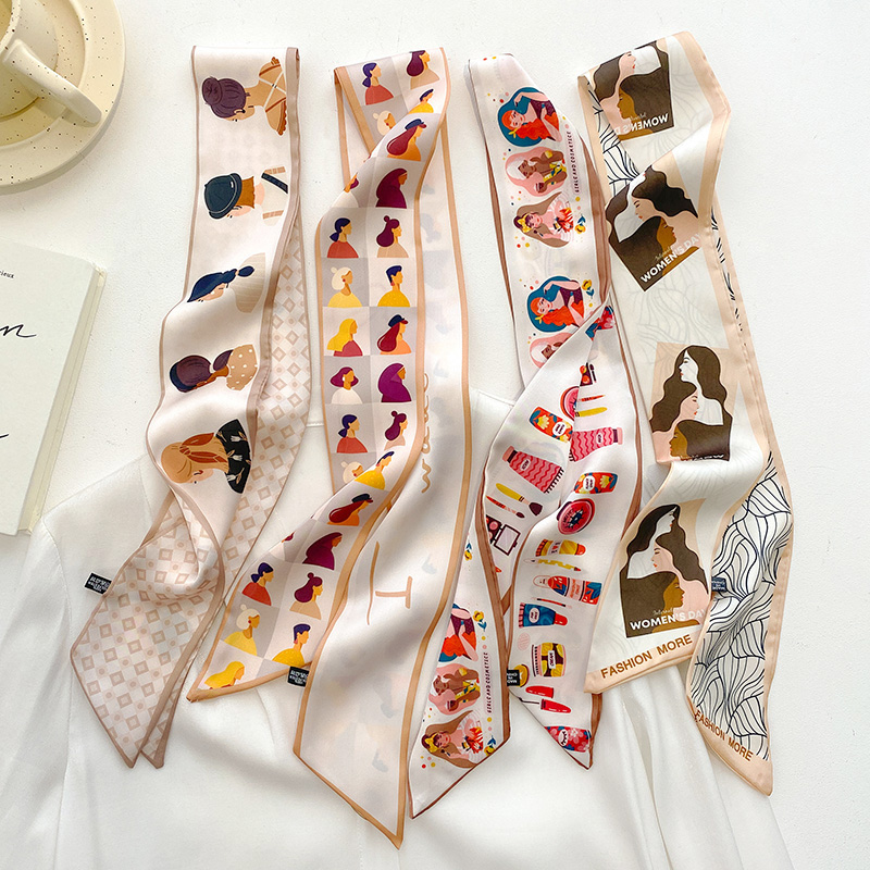 卡通可爱双层尖角小长条发带丝巾