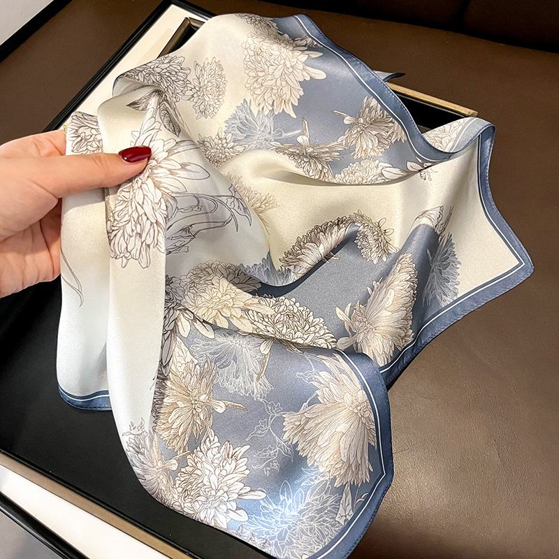 100%桑蚕丝中国风花卉发带丝巾