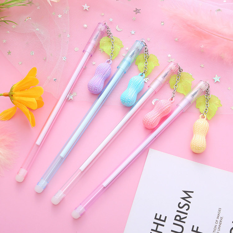 可爱花生吊坠中性笔 创意文具学生挂件笔高颜值水性签字笔