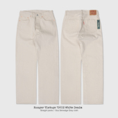 全新W403 复古阿美咔叽 本白色生料直筒赤耳牛仔裤 Ranger Vintage
