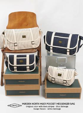 Ranger Overall美式复古条纹牛仔单肩邮差收纳斜挎包通勤钓鱼机车