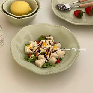 盘子菜盘家用水果沙拉盘陶瓷蛋糕甜品盘 高颜值早餐盘特别好看