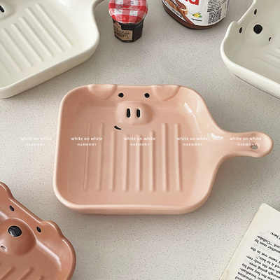 可爱釉下彩陶瓷手柄盘