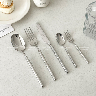 蛋糕刀叉套装高级感轻奢法式304不锈钢刀叉勺三件套儿童甜品勺叉