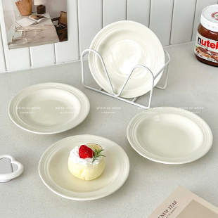 精致高级感盘子纯白ins风餐盘下午茶甜品盘陶瓷6寸蛋糕碟子点心盘